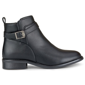 Black elegant women's boots with a flat sole