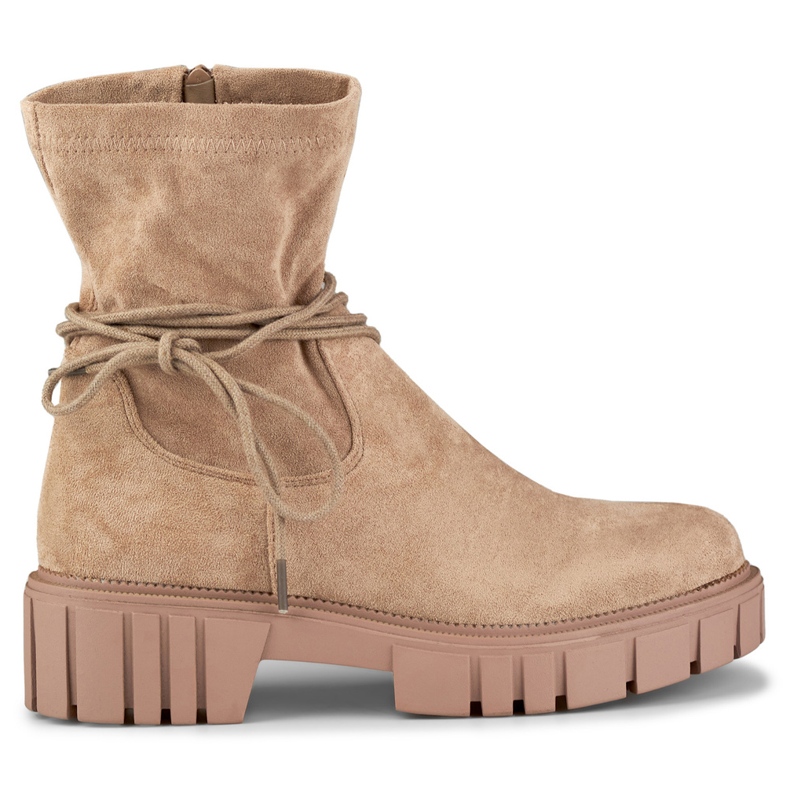 Women's dark beige boots with an elastic upper