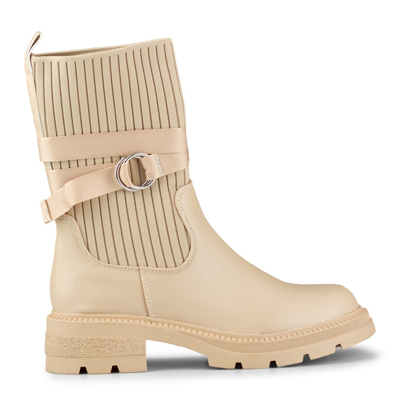 Light beige boots with an elastic upper