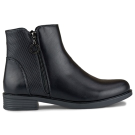 Women's black flat boots made of eco-leather