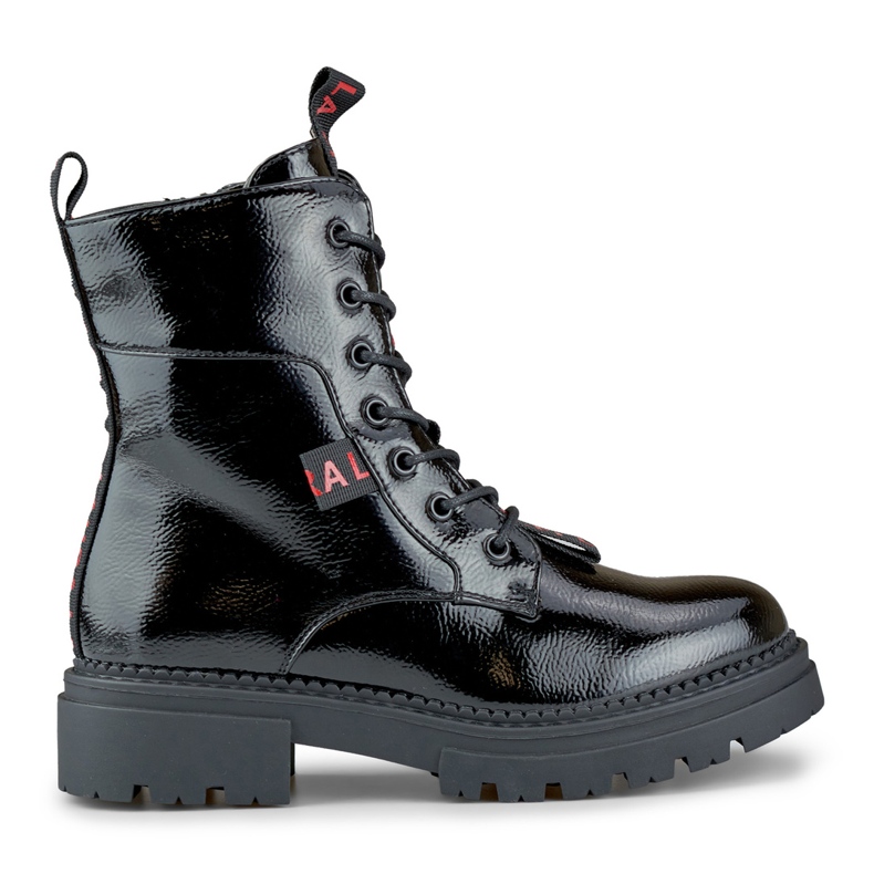 Women's lacquered black Carole worker boots