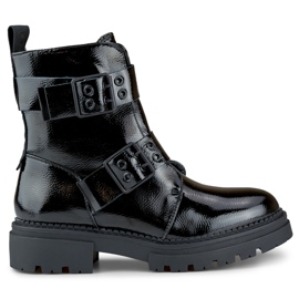 Patent black women's Axelle worker boots