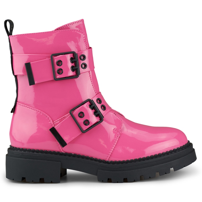 Patent pink women's Axelle worker boots