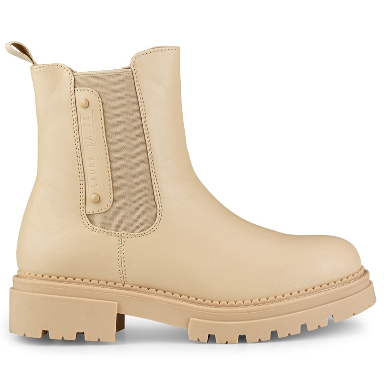 Ladies' beige Chelsea boots with a thick sole