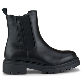 Ladies' black boots with a thick sole