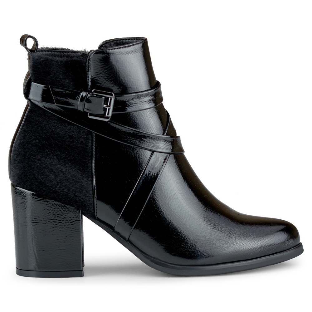 Elegant black women s ankle boots with decoration