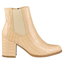 Beige heeled boots made of eco-leather from Blaise