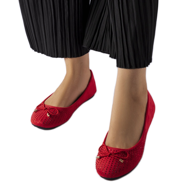 Red ballerinas with Larissa cubic zirconia