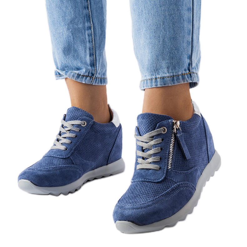 Inna Blue suede wedge sneakers from Raite