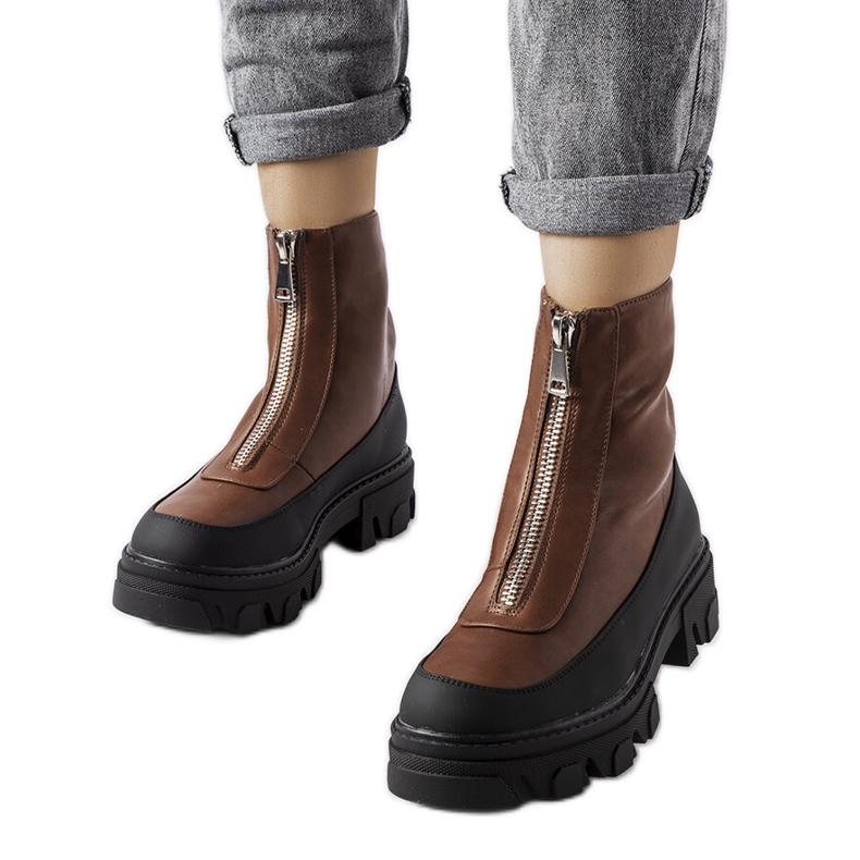 Inna Brown chunky ankle boots from Morley