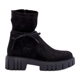 Women's Suede Ankle Boots Black Lineanor