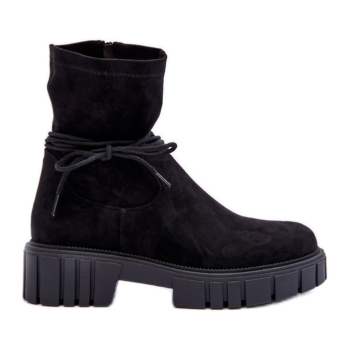 Women's Suede Ankle Boots Black Lineanor