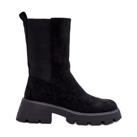 Women's Suede Flat Heel Boots Black Altandros