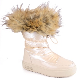 Women's snow boots on the platform with fur beige Big Star MM274380