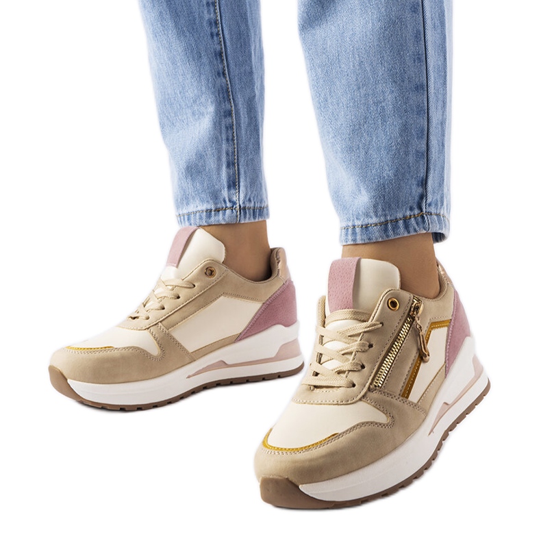 Inna Beige and pink sports sneakers from Delid
