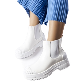 Inna White worker boots with rubber inserts from Lange Inna White worker boots with rubber inserts from Lange