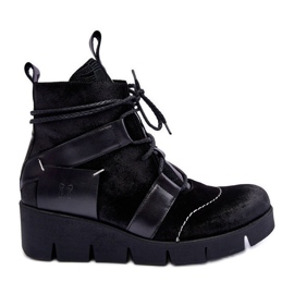 Leather Wedge Boots Maciejka 06185-01 Black