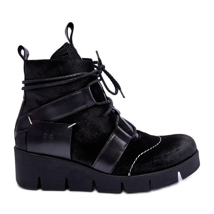 Leather Wedge Boots Maciejka 06185-01 Black