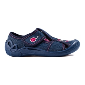 Shelovet navy blue velcro slippers for girls