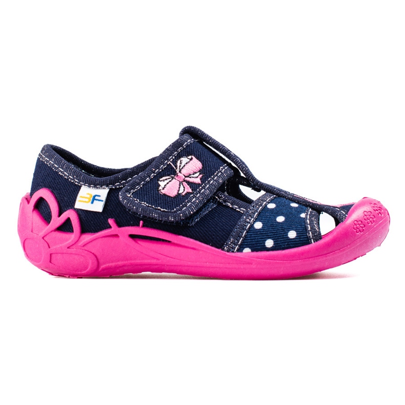 Navy blue and pink slippers for girls from Shelovet