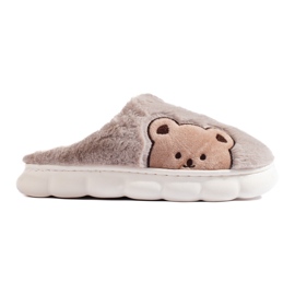 Women's slippers with a teddy bear dark beige Shelovet brown
