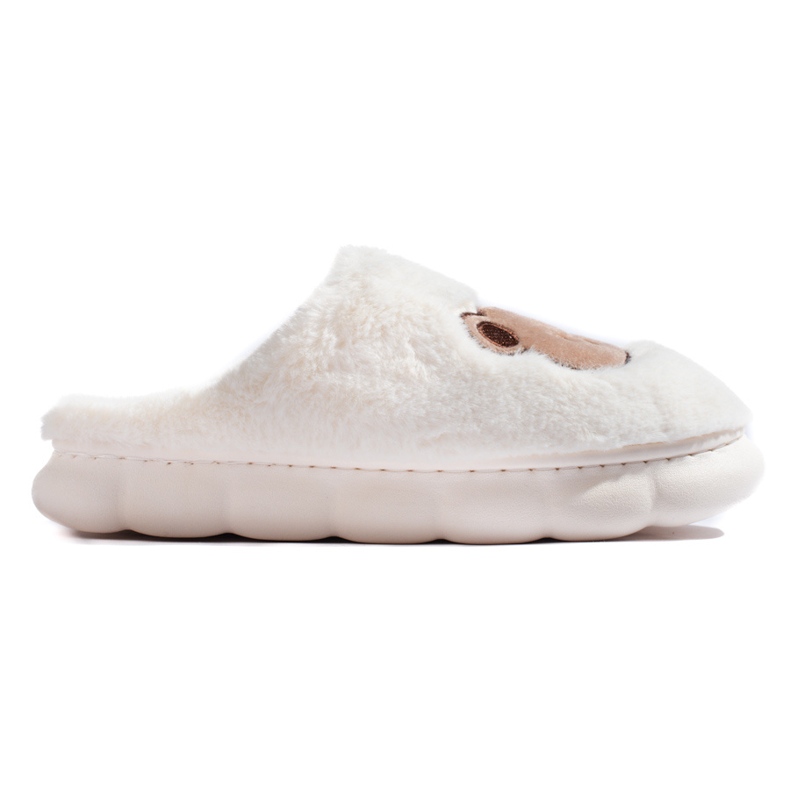 White fur slippers with Shelovet teddy bear