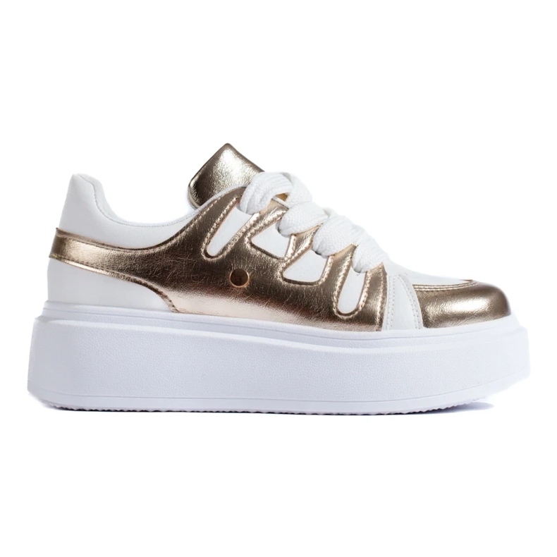 Gold and white high platform sneakers from Shelovet