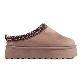 Dark beige suede slippers with thick soles from Shelovet