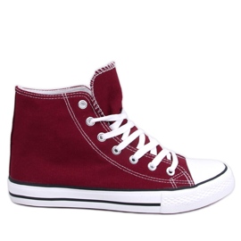 Jude Wine Ankle Canvas Sneakers red