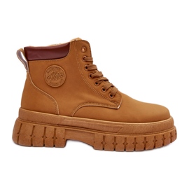 Women's Platform Leather Boots Brown Calys