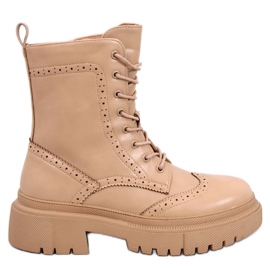 Aubert Khaki lace-up boots beige