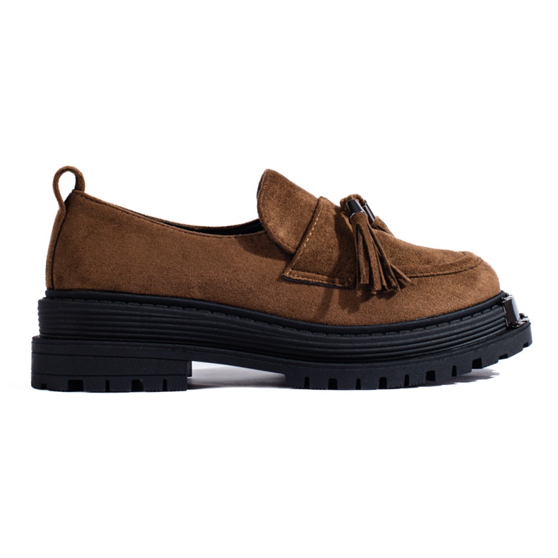 Women's brown suede loafers on the Shelovet platform Women's brown suede loafers on the Shelovet platform