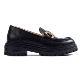 Black women's moccasins on a thick Shelovet platform