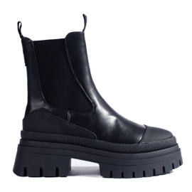 Women's black Chelsea boots on the Shelovet platform