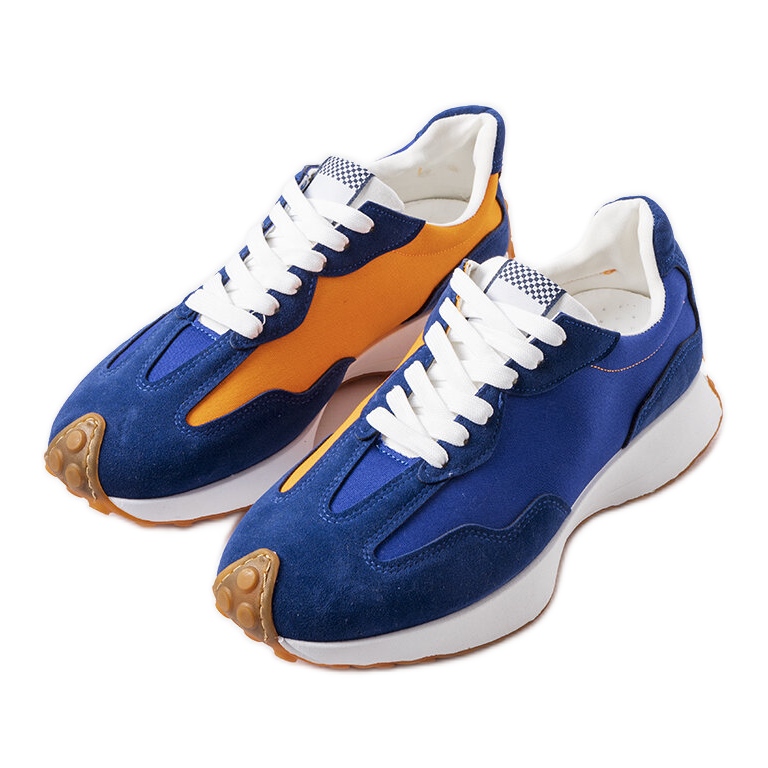 Navy blue and orange men's sneakers from Dorolis Navy blue and orange men's sneakers from Dorolis