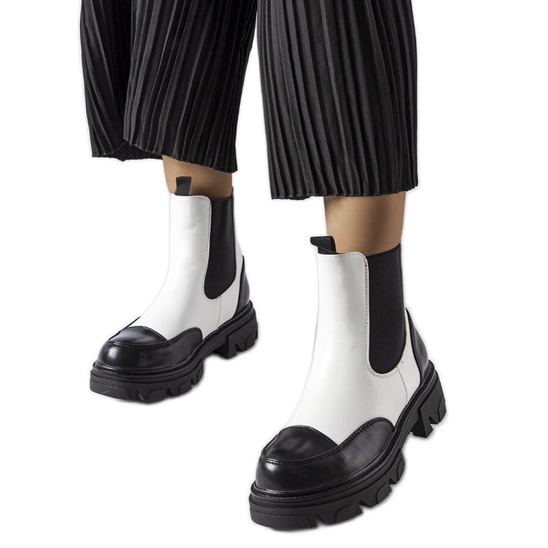 Inna Black and white slip-on boots from Albany Inna Black and white slip-on boots from Albany