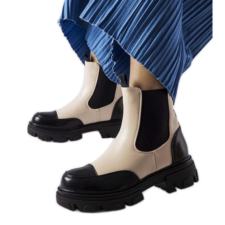 Inna Black and beige slip-on boots from Albany