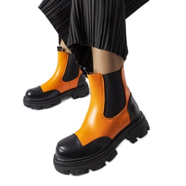 Black and orange slip-on boots from Albany