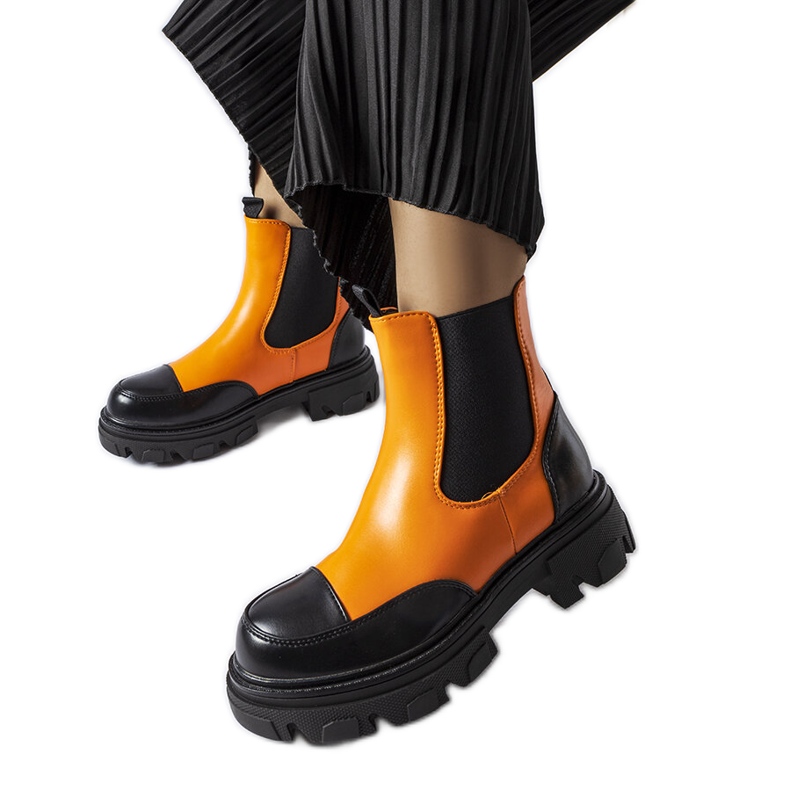 Black and orange slip-on boots from Albany
