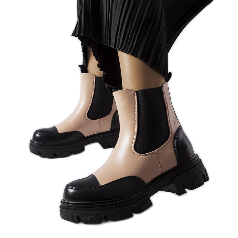 Black and pink slip-on boots from Albany