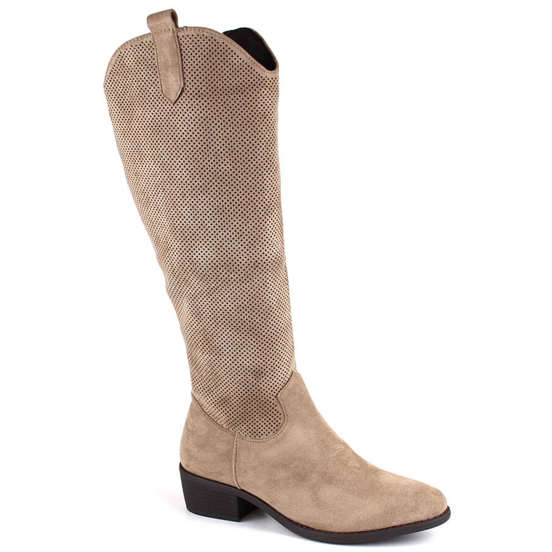 Women's beige insulated suede boots Jezzi RMR2353-4