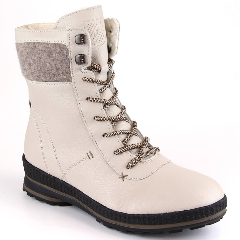 Leather comfortable women's boots insulated beige Rieker Z2405-60