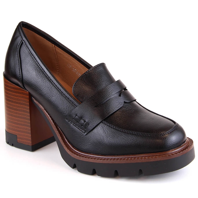 Women's shoes on the post and platform black Vinceza 58105