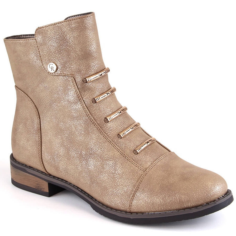 Women's flat boots insulated beige gold Jezzi ASA62-16 Women's flat boots insulated beige gold Jezzi ASA62-16