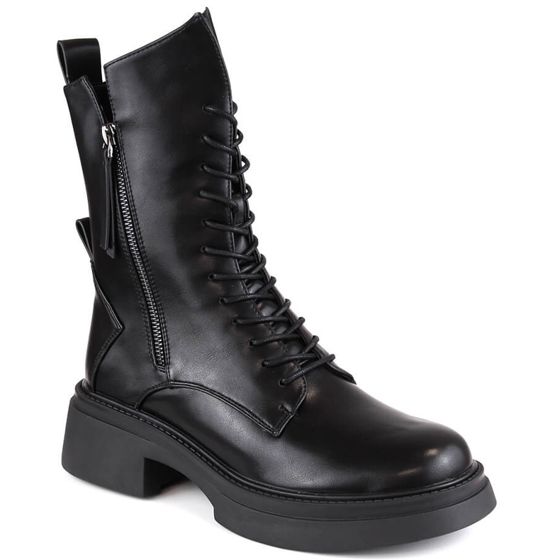 Women's black officer boots D&A S.Barski Premium Collection MR870-23 Women's black officer boots D&A S.Barski Premium Collection MR870-23