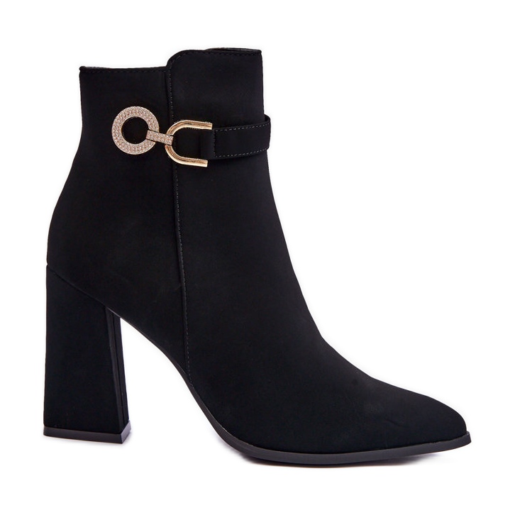 FB2 Leather Ankle Boots With Black Lymall Decoration