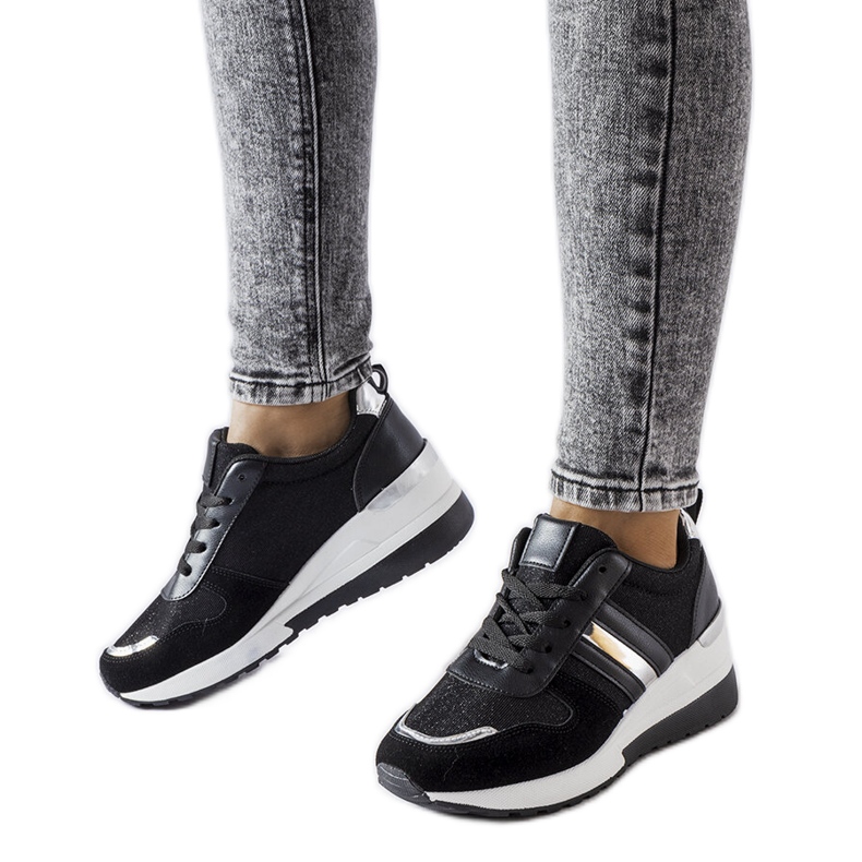 Inna Black and silver wedge sneakers from Titusville