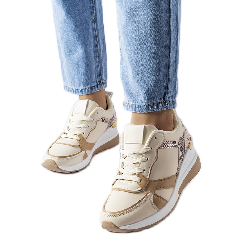 Inna Beige wedge sneakers from Leopoldo