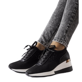 Inna Black rhinestone wedge sneakers from Vala