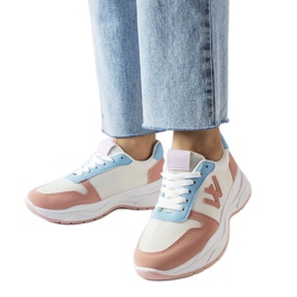 Inna White, pink and blue sneakers from Teresio Inna White, pink and blue sneakers from Teresio